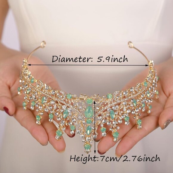 Women Vintage Gold Alloy Tiara Crown Wedding Prom Hair Accessory Bridal Gift main image 5